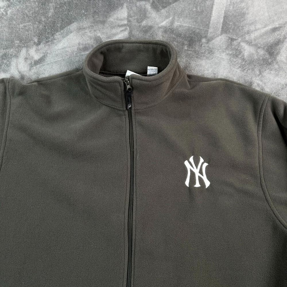 Majestic New York Yankees Jacket Womens 1X Gray Full Zip Bronx White Logo READ